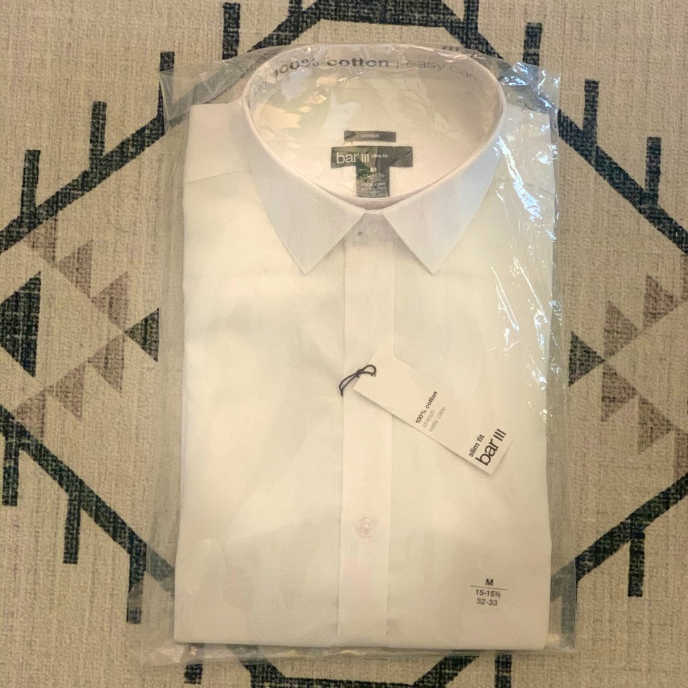 bar III slim fit Men’s white long sleeve
